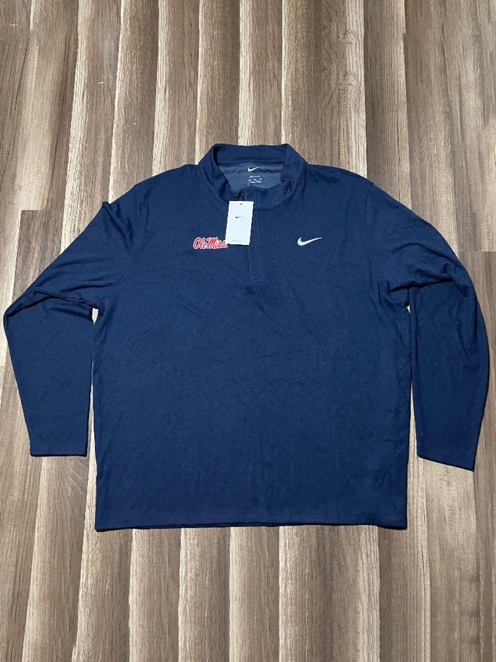 3XL Nike Dri-Fit Ole Miss Pull-Over Golf Jacket- Navy